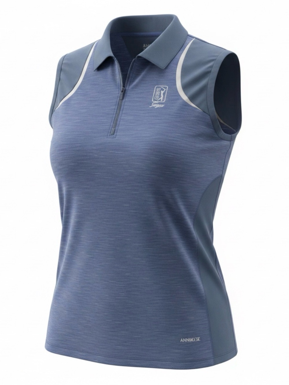 Cutter & Buck Sleeveless Golf Polo in Slate Blue with White Trim